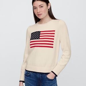 Women's Cream Sweater with Flag Design
